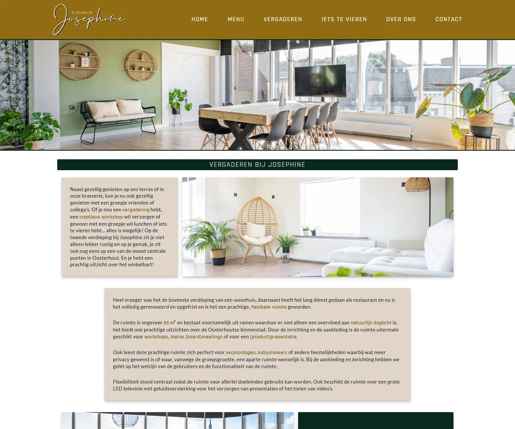 Vergaderen pagina van Brasserie Josephine